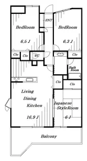 千葉県千葉市美浜区浜田1【マンション】の間取り