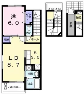 アルコバレーノB棟【3階】の間取り