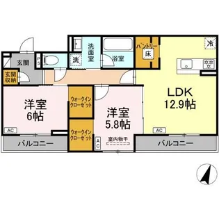 D-Crinum 加屋町【1階】の間取り