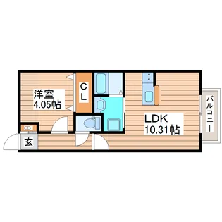 アスコット若林【1階】の間取り