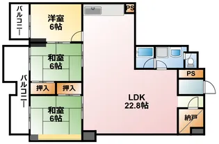 大あみハイツA棟【6階】の間取り