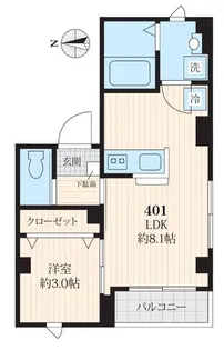 カーサ入谷(II)【4階】の間取り
