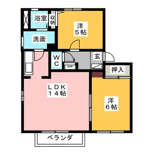 リヴェールみどり B棟【2階】の間取り