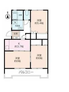 汲沢西団地1号棟【5階】の間取り