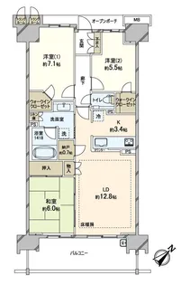 プラウドシティ稲毛海岸レジデンス ザ・コースト【9階】の間取り