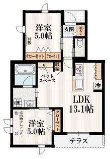 ヴェルテュ【1階】の間取り