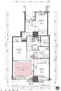 グランタワー府中ラ・アベニュー【10階】の間取り
