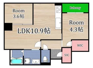 アウスレーベン都島I【4階】の間取り