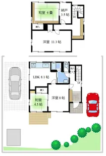 宮城県柴田郡柴田町西船迫1【一戸建】の間取り