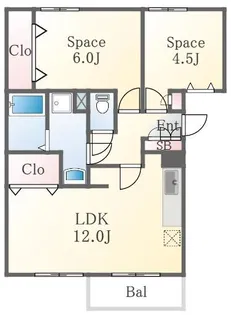ポレール伊川【1階】の間取り
