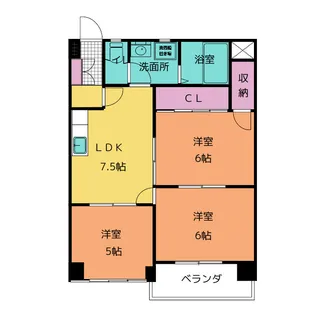 シーズンコート植田南【4階】の間取り