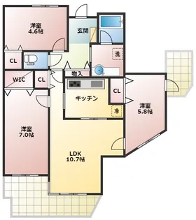 コスモ白金シティフォルム【14階】の間取り