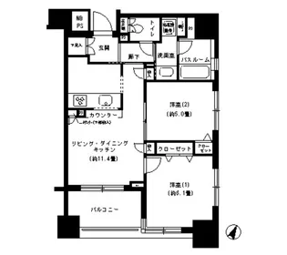 東京都新宿区市谷本村町【マンション】の間取り