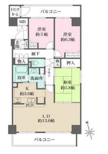 松戸中央公園パークハウス【2階】の間取り