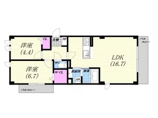 兵庫県芦屋市翠ケ丘町【マンション】の間取り