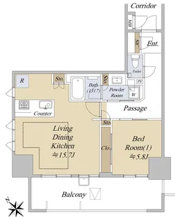 ブラントン薬院【14階】の間取り