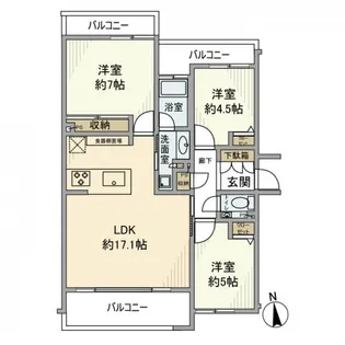 バースシティ大田中央【1階】の間取り