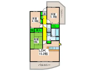 フランフォ-レしらさぎ【8階】の間取り