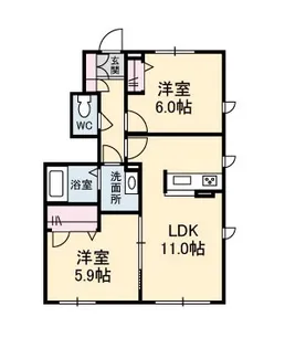 山口県防府市華浦2【アパート】の間取り