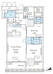 ロイヤルパークス品川【23階】の間取り