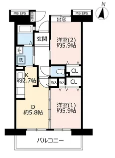 URコンフォール上野台【6階】の間取り