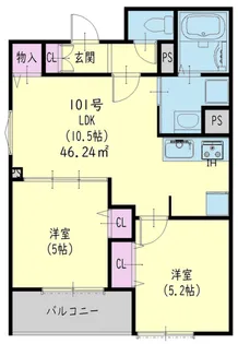 クリエオーレ大庄北【1階】の間取り