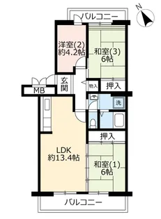 UR幕張四丁目【4階】の間取り