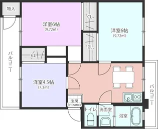 平尾住宅64号棟【5階】の間取り