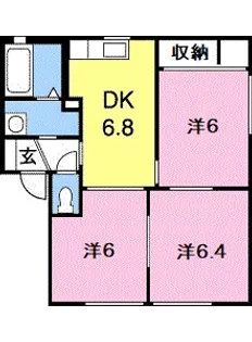 フォンテーヌD【2階】の間取り