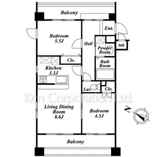 コルティーレ石川台【2階】の間取り
