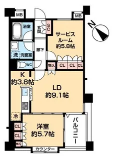 クリオ南多摩【4階】の間取り