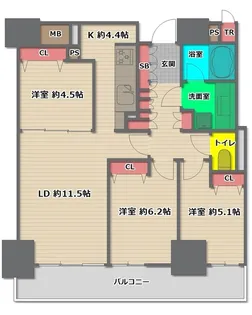 シティタワー大阪【23階】の間取り