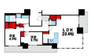 ブリリアタワー浜離宮【26階】の間取り
