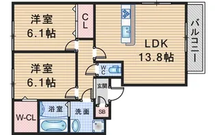 ルシェリア豊中【3階】の間取り
