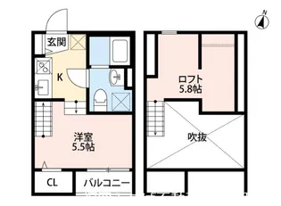 フルーリール那珂【1階】の間取り