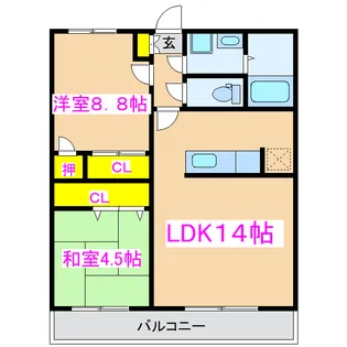 サンハイツ西原台【2階】の間取り