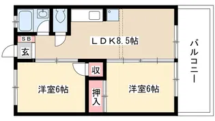 第1アラカワハイツ【5階】の間取り