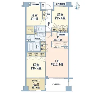 パークハウス元住吉サウスコンフォート【3階】の間取り