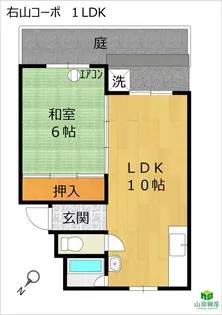 右山コーポ「1LDK」【2階】の間取り