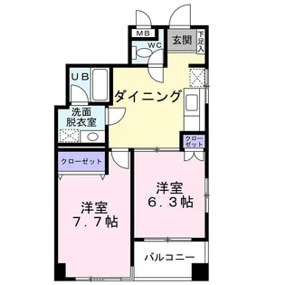 クレセント吉成【1階】の間取り