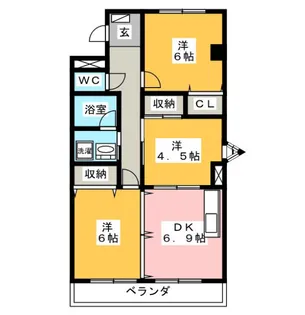 レシェンテII【3階】の間取り