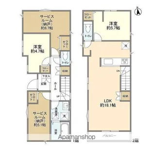 東京都国立市青柳2【一戸建】の間取り