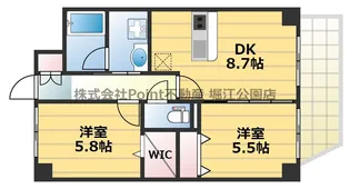 大阪府大阪市中央区瓦屋町1【マンション】の間取り