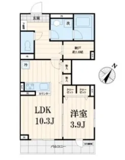 グランデール中目黒【3階】の間取り