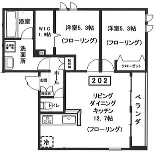 仮)へーベルメゾン中央5丁目北棟【2階】の間取り