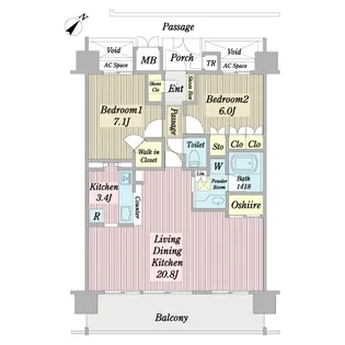 アルファグランデ成田参番街【2階】の間取り