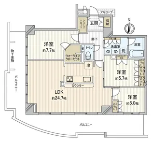アップルタワー大阪谷町【17階】の間取り
