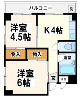 京西マンションビル 当社管理物件【5階】の間取り
