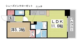 ワコーレ神戸北野ザ・テラス【3階】の間取り