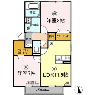 ルピナス関189 A棟【2階】の間取り
